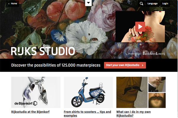 web page view for Rijks Studio