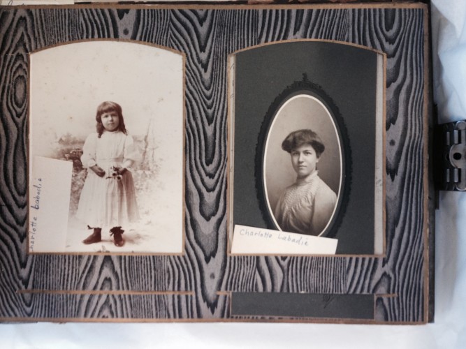 Portraits of Charlotte Labadie from a century-old photo album.