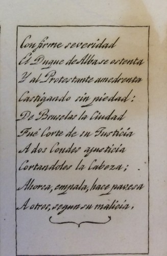 Text in Décima Espinela from  [Historia de España en imágenes] Barcelona : Nicolás Roca & María Teresa Sellent, 1800-1802