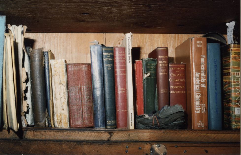 Books found in Kaczynski’s cabin on topics such as chemistry, nuclear weapons and botany