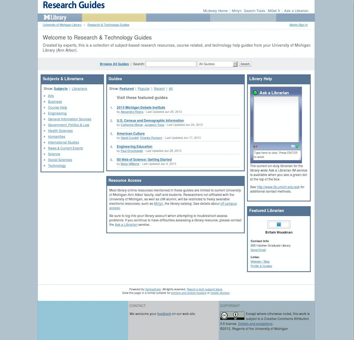 LibGuides website after the interface refresh.
