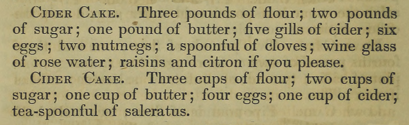 Cider Cake recipes from The American Matron - 1851
