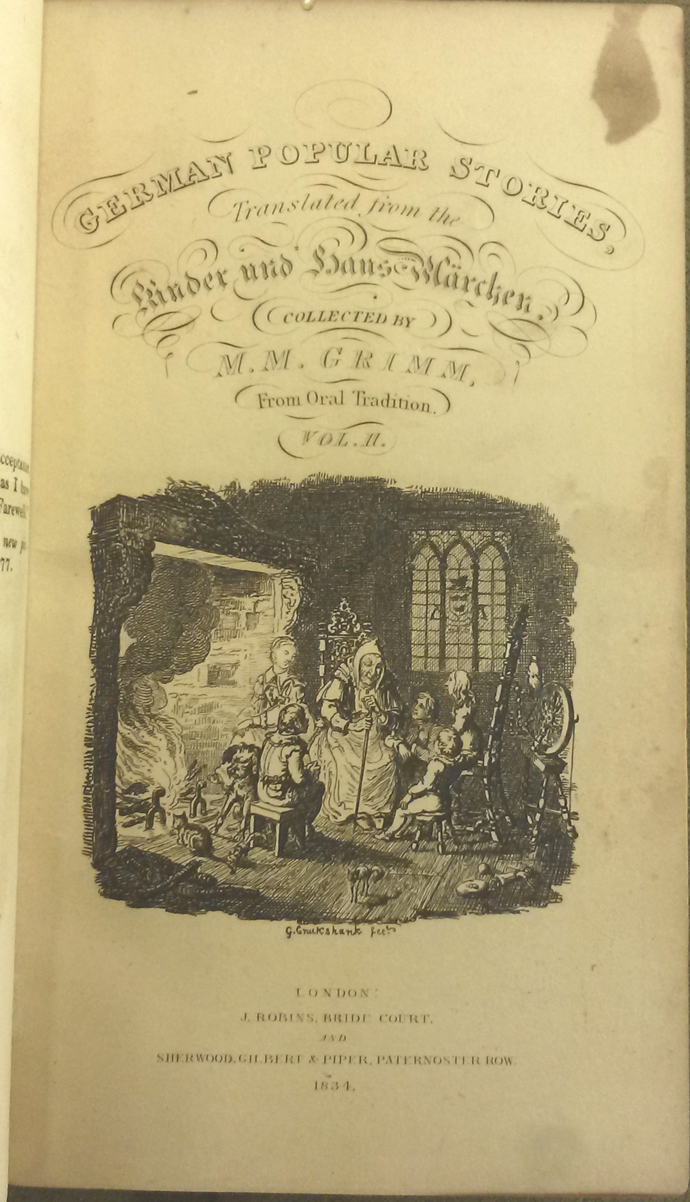 Title page of 1834 edition of German Popular Tales