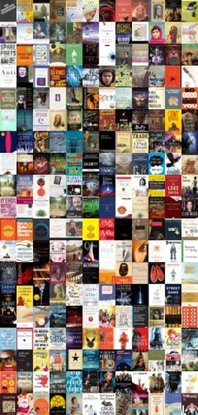 A collage of book covers, representing titles shared by students at the Party for your Mind.