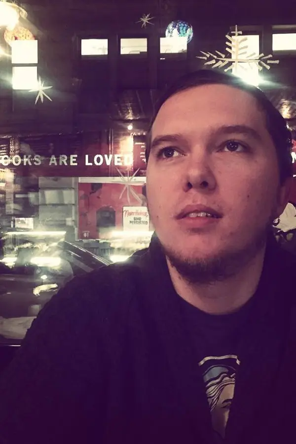 A picture of Sean across the street from the Strand bookstore in New york City