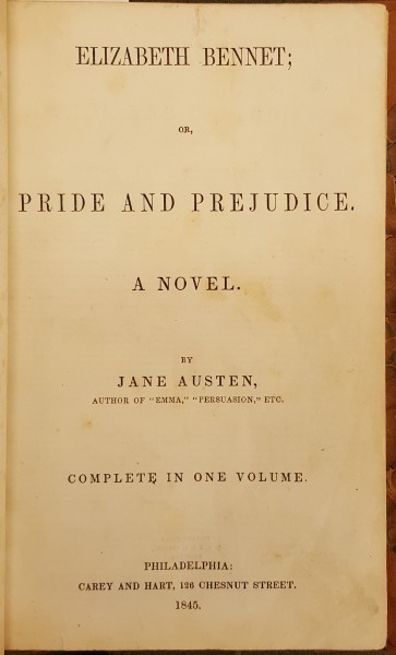 Title page of Pride and Prejudice