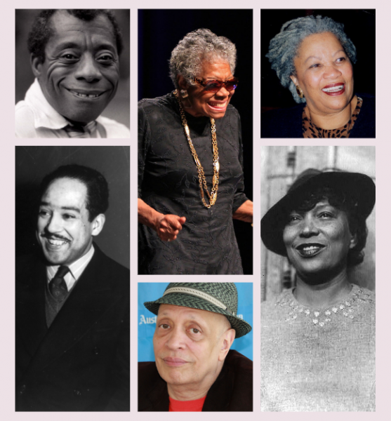 Collage of photos of famous black authors