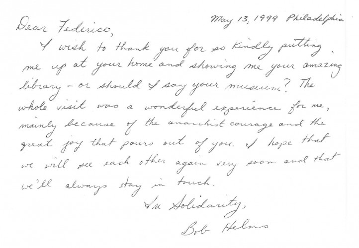 Short letter from Bob Helms