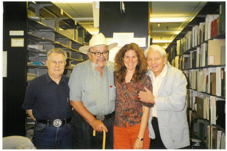 Photograph of Federico Arcos, Carlos Cortez, Julie Herrada, and Ed Weber at the Labadie Collection