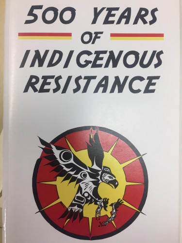 cover of 500 Years of Indigenous Resistance, featuring a bird flying with broken chains on its feet
