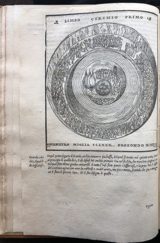 Woodcut and text from ​La comedia di Dante Aligieri con la nova espositione di Alessandro Vellutello (Venice: Francesco Marcolini da Forlì, 1544)  