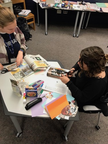 Students creating a zine