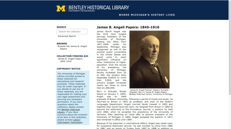 Collection image of Digitized Selections from the James B. Angell Papers, 1845-1916