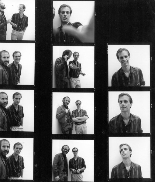 contact sheet of photographs of Alan Rudolph with actor Keith Carradine