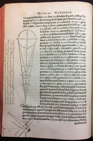 Folio 121v from Nicolaus Copernicus (1473-1543). Nicolai Copernici Torinensis de revolutionibus orbium coelestium, Libri VI (Nuremberg: Johannes Petreius, 1543)