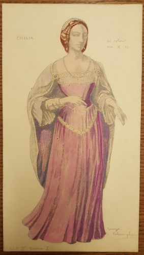 Costume design for Emilia in bright pink