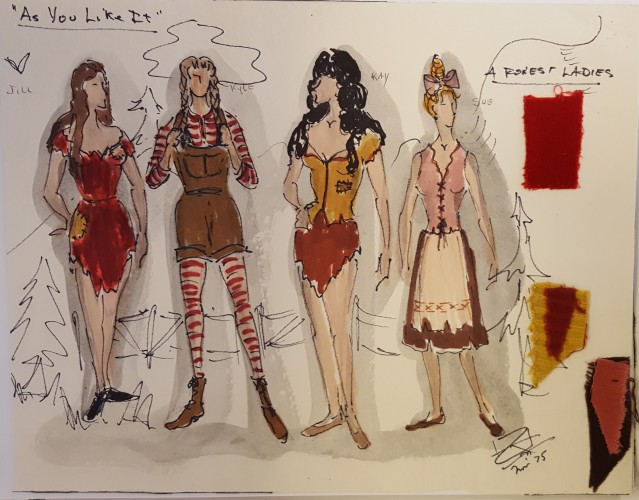 Ensemble costume design for Arden Forest Ladies