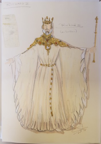 Costume design for King Richard II - in long, flowing robes