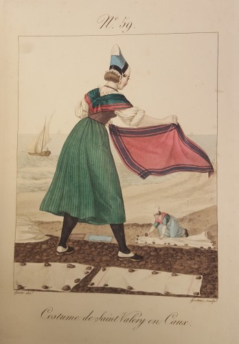 Woman beating a rug