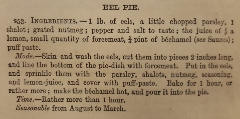 Recipe for Eel Pie. See text below image in post.