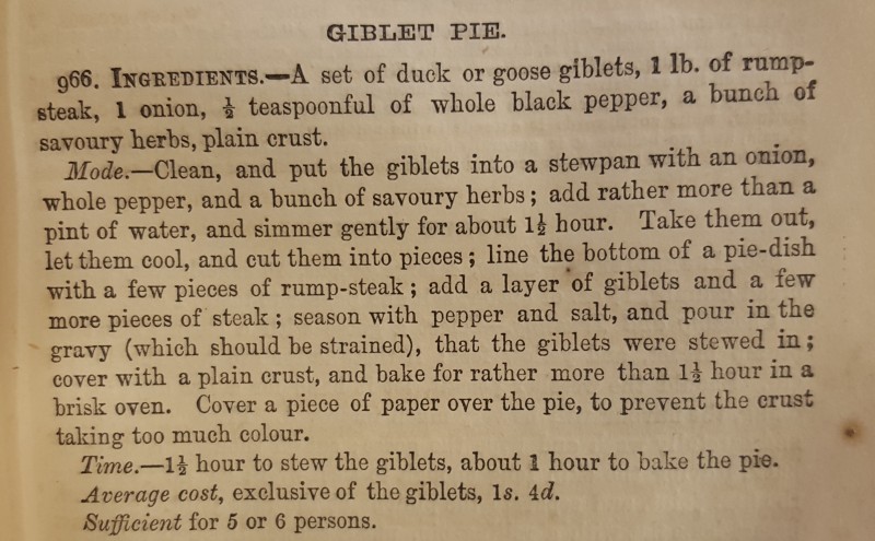 Giblet Pie Recipe. For details, see text in post below. 