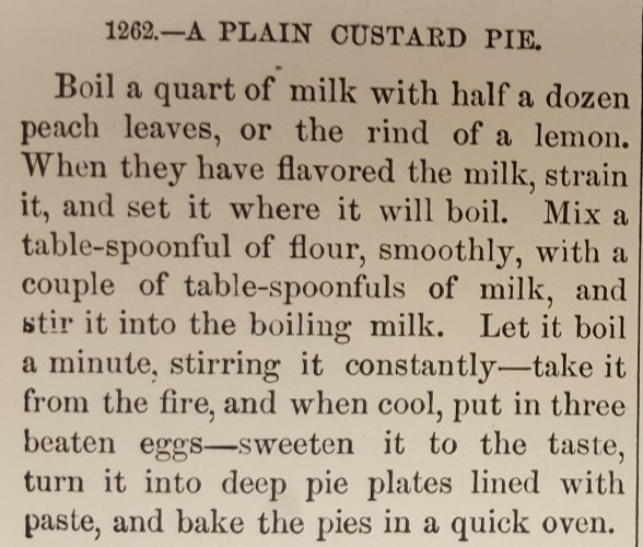 Text of custard pie recipe (typed in blog post text below)