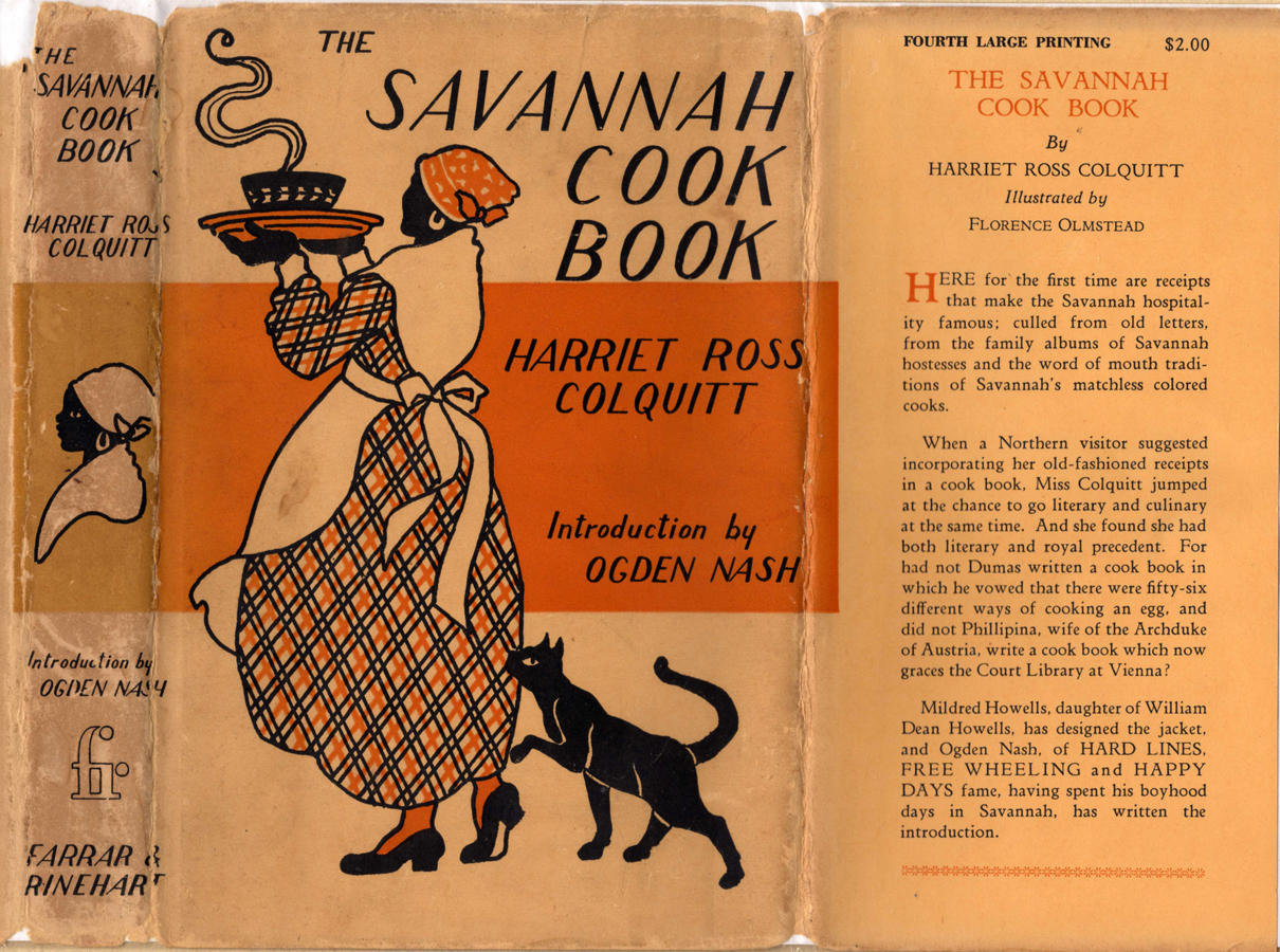 Book jacket with an orange and black illustration of an African-American woman in an apron and head scarf carrying a dish