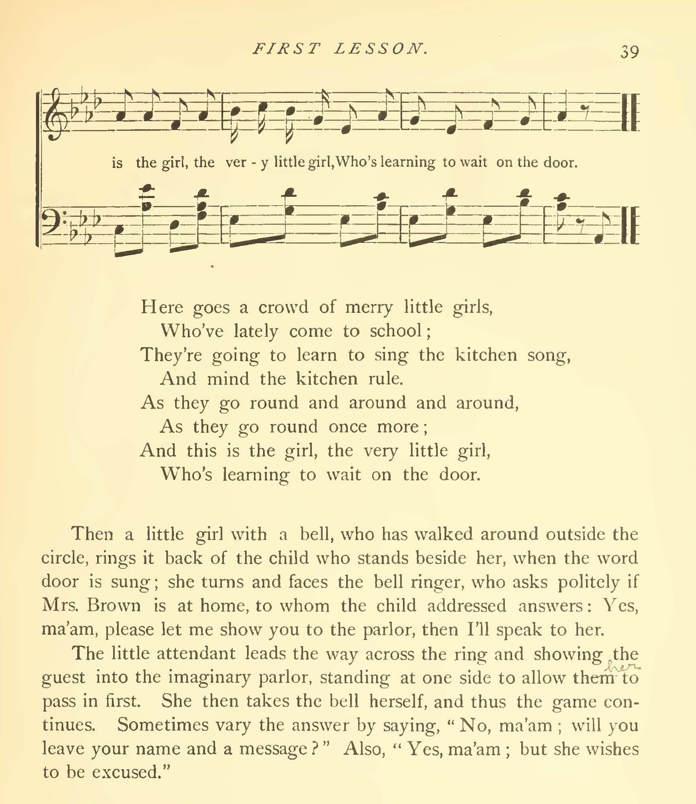 The text of a song and a lesson called "Waiting on the Door"