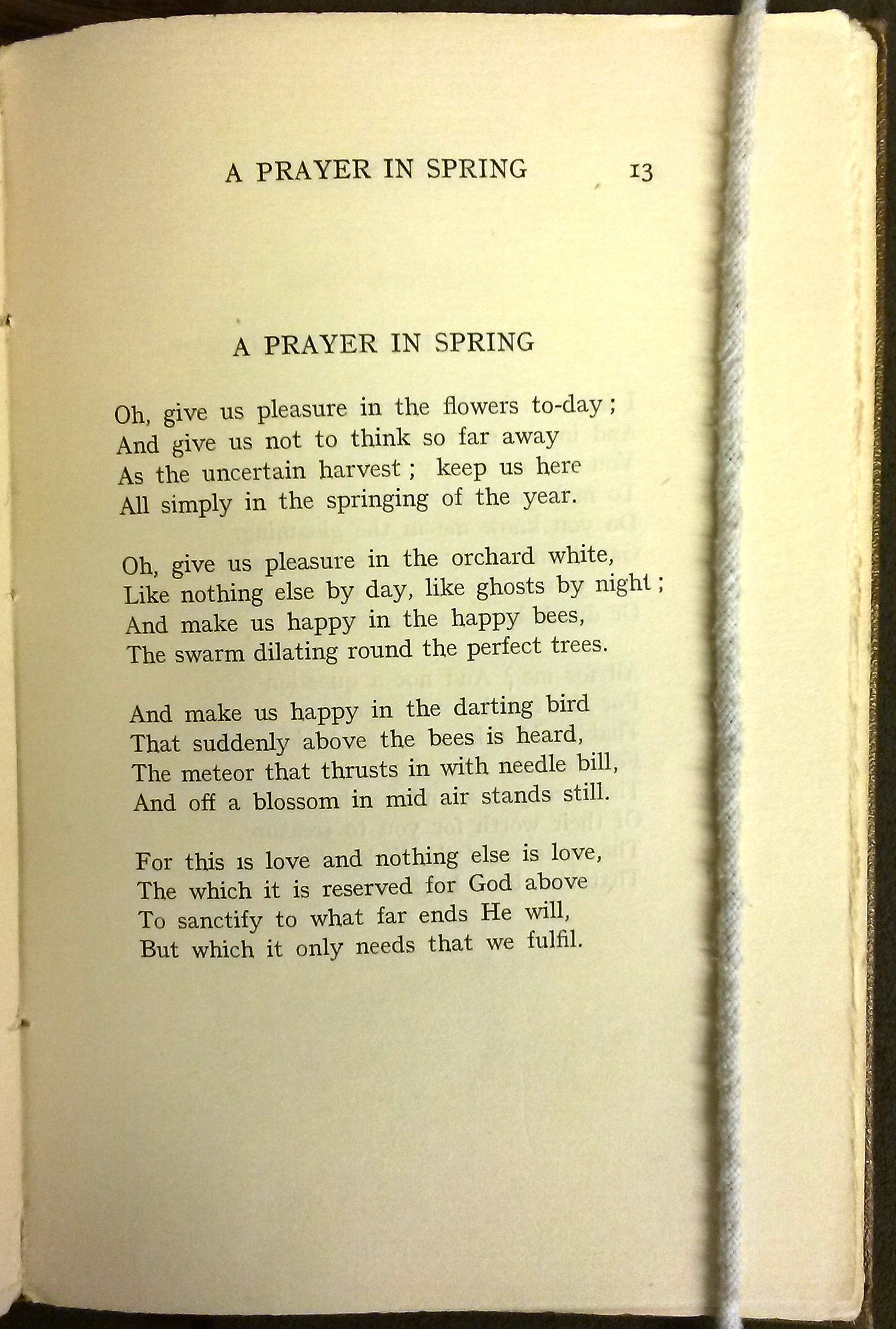 Text of "A Prayer in Spring"