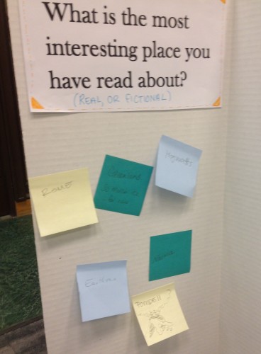 visitors' responses to the question "what is your favorite place you have read about?"