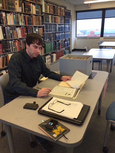 James Curry in the Special Collections reading room
