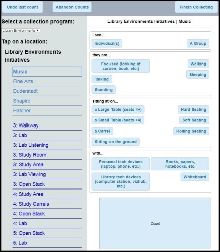 A screen shot of the suma counting interface including activities. 