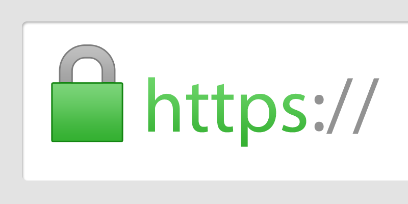 green lock icon and text that says https at the start of a URL bar 