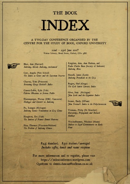 Program poster for the Book Index conference