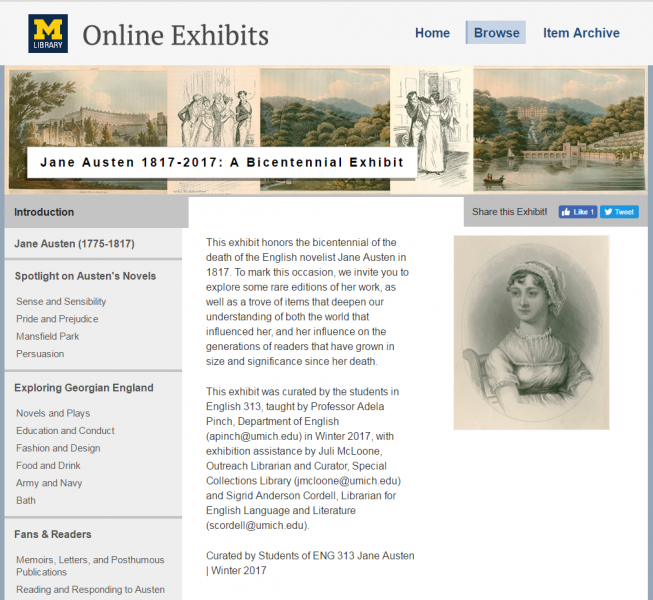 Screenshot of the online exhibit