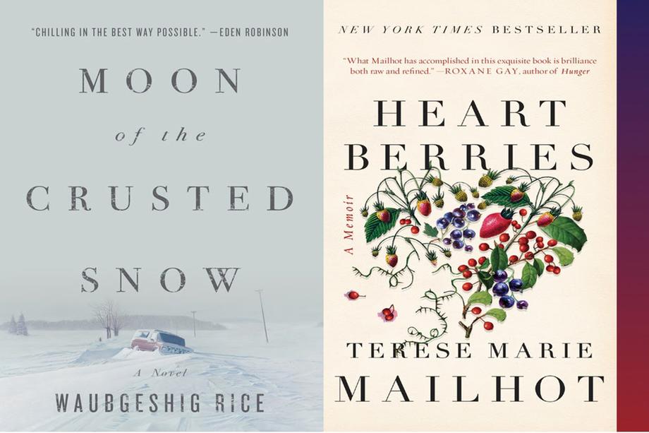 Two book covers — Moon Crusted Snow and Heart Berries