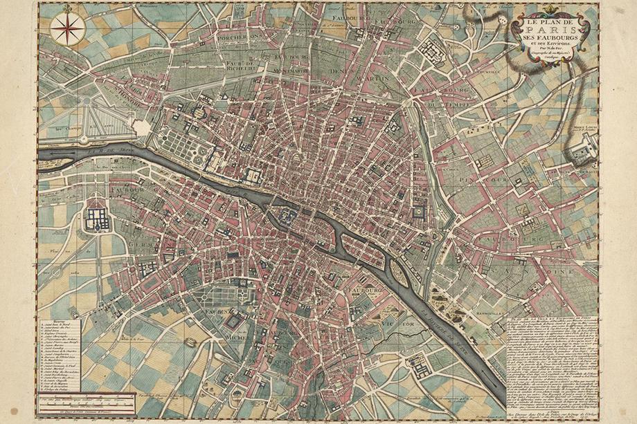 Map of Paris suburbs and surroundings from the 18th century