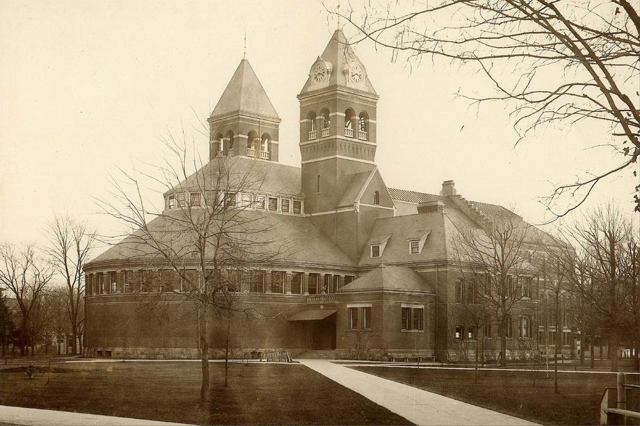 large building with two towers