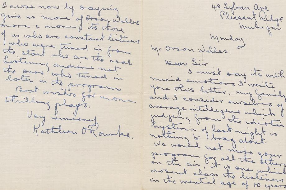 Handwritten card signed by Kathleen O'Rourke.