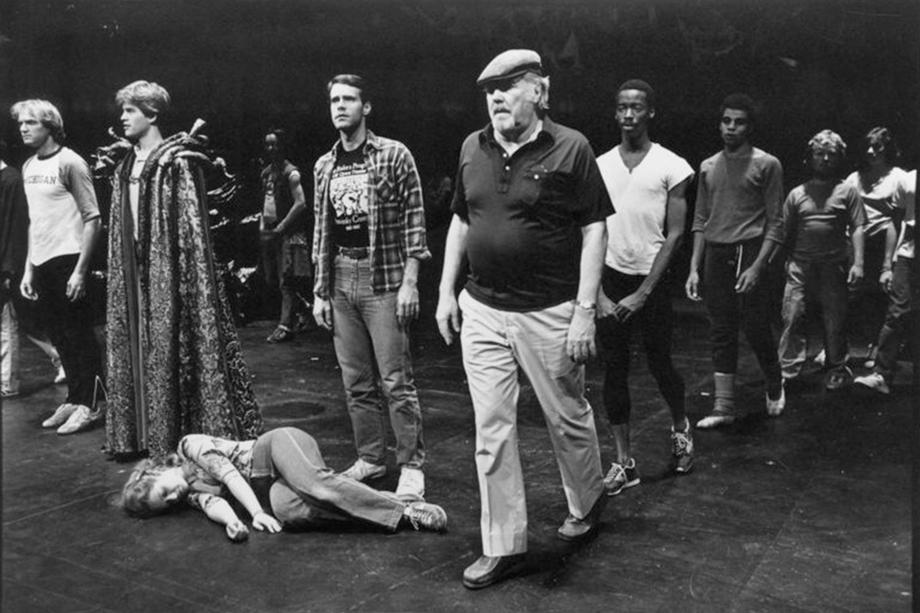 staged opera scene with Robert Altman and multiple cast members
