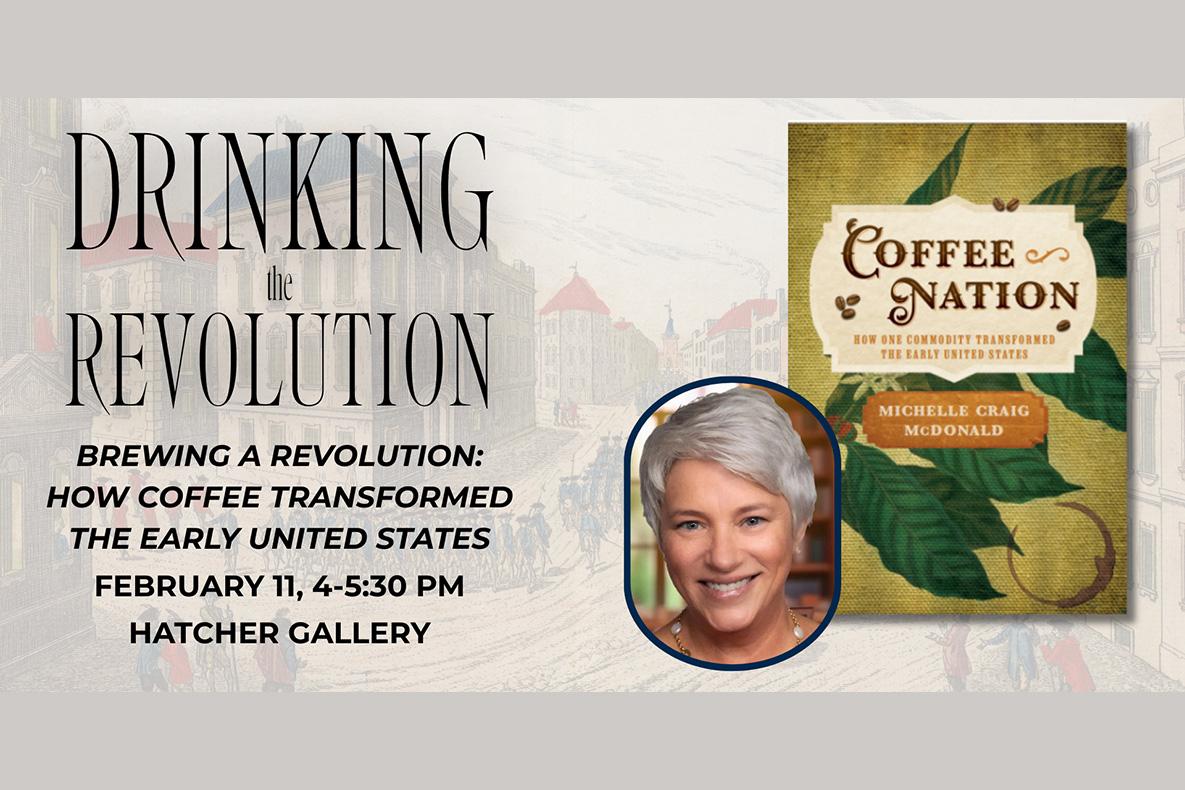 Heat shot of Michelle Craig McDonald and the book cover from Coffee Nation.