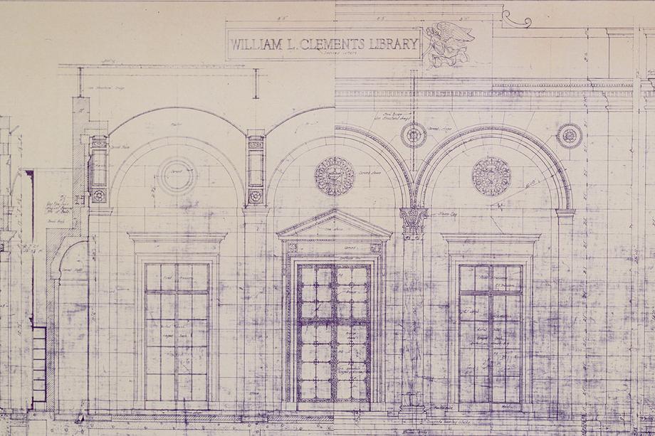 A blueprint of the Clements Library.