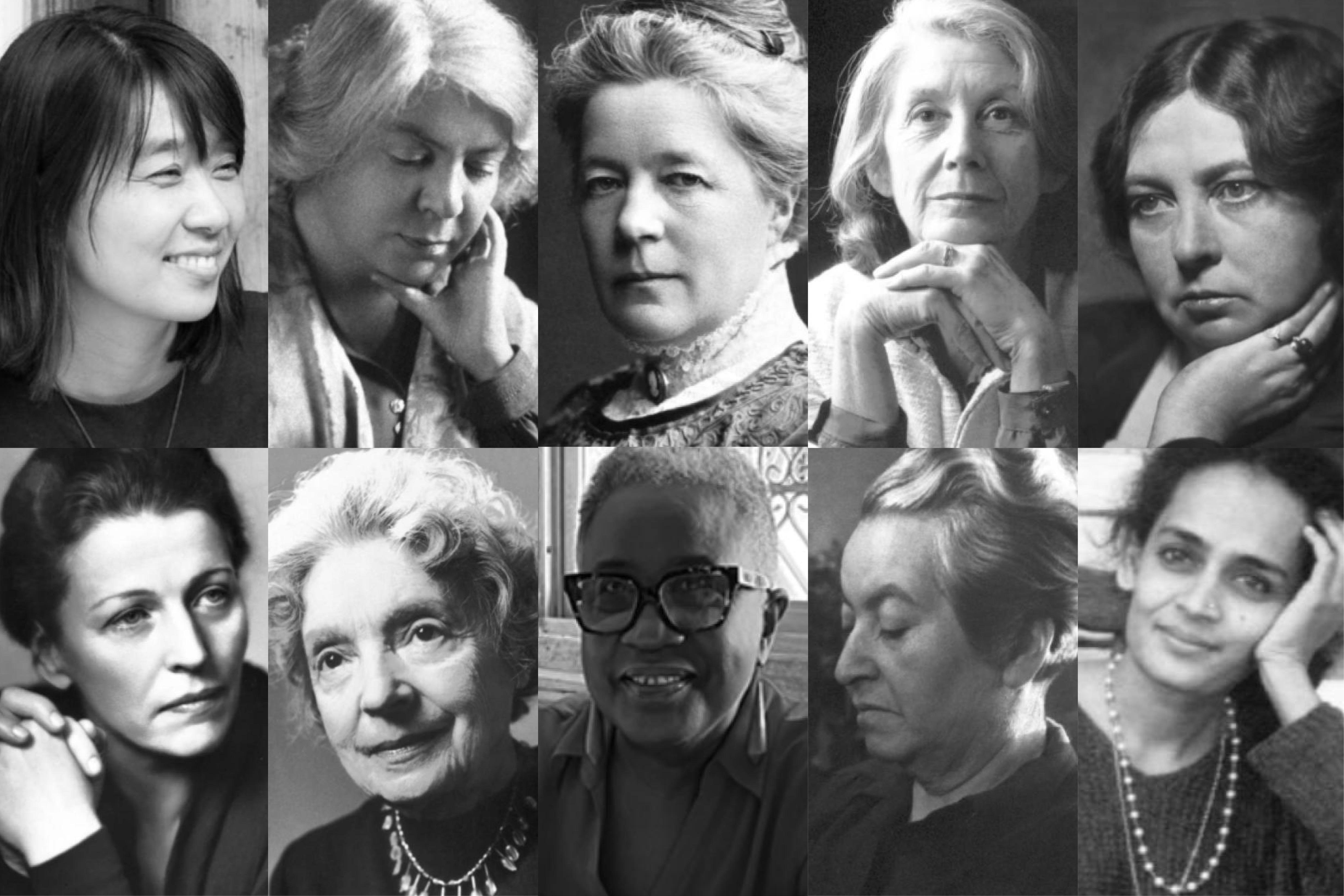 Faces of ten women writers.